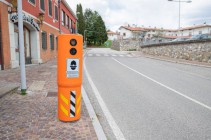 Moruzzo, Italy, 17th April 2021: Speed ​​camera installed on the roadside to monitor the speed of conductors